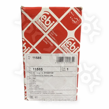 11585 Фильтр воздушный компрессора Volvo FL 10/F10/12/16 Febi купить
